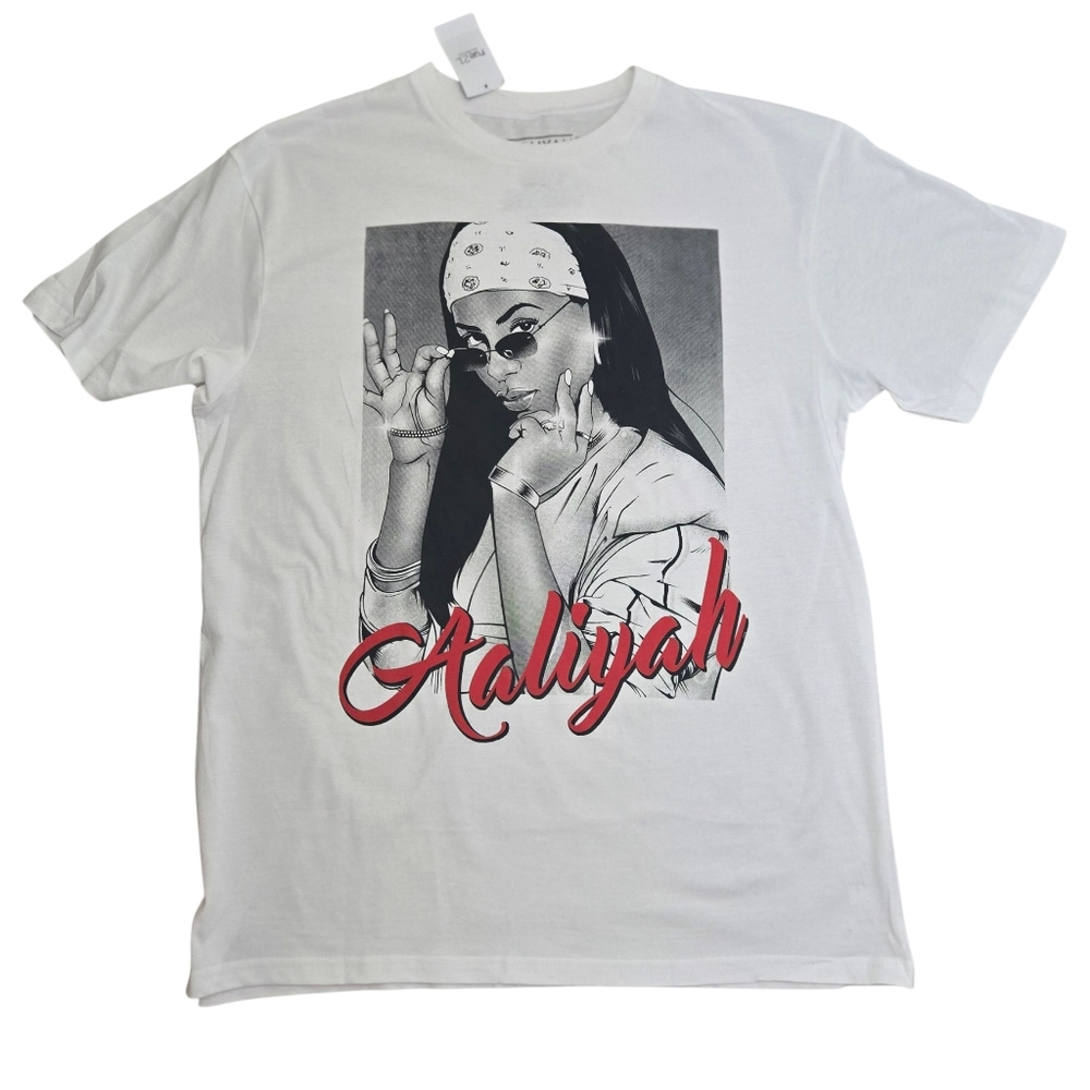 Aaliyah Women's Graphic T-Shirt Size Large White Hip Hop, Pop, R&B NWT